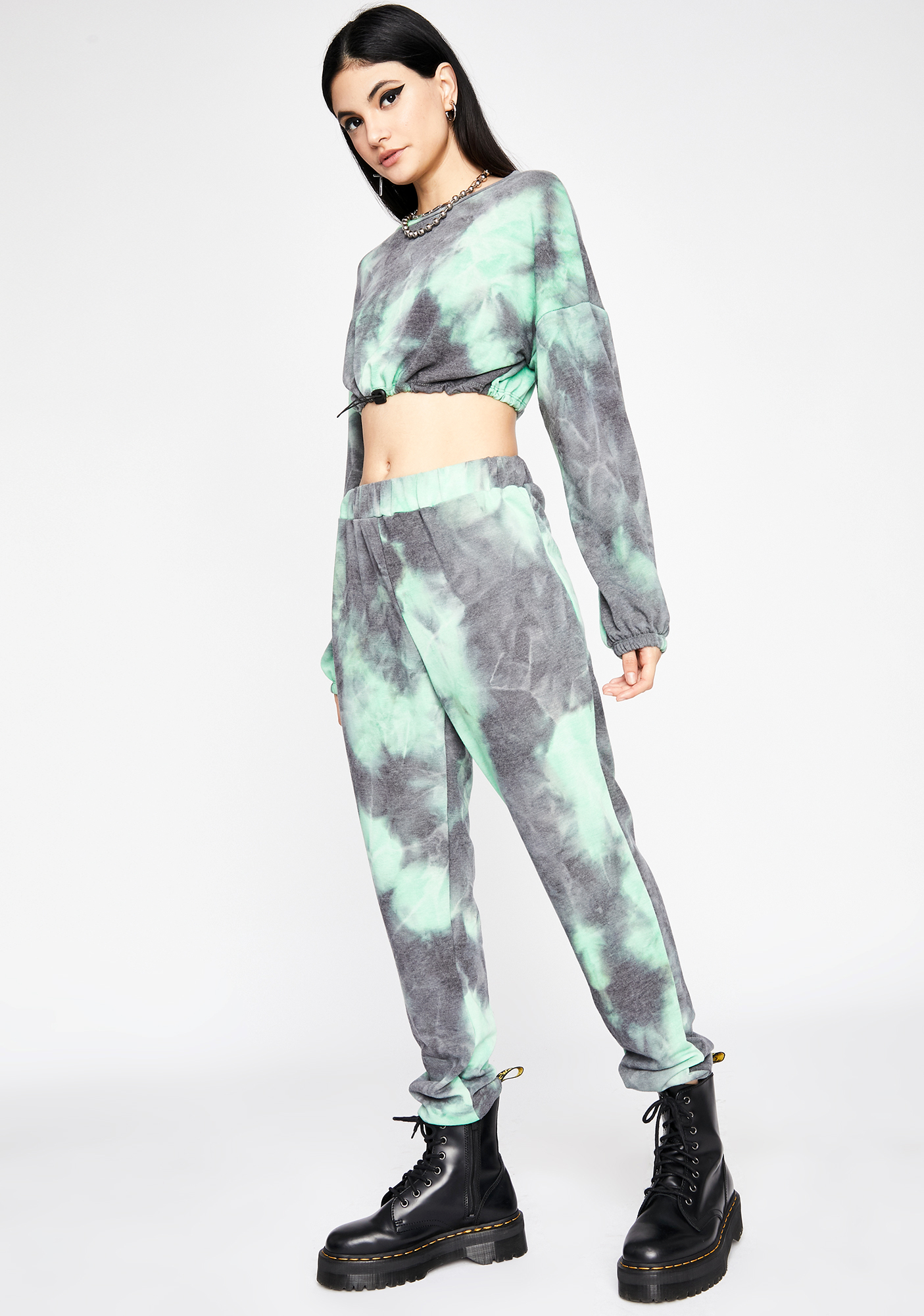 Tie Dye Jogger Set Green Grey Dolls Kill