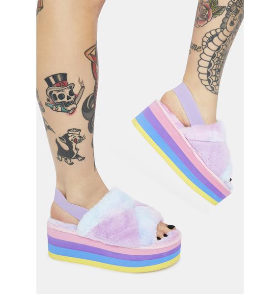 platform fuzzy sandals