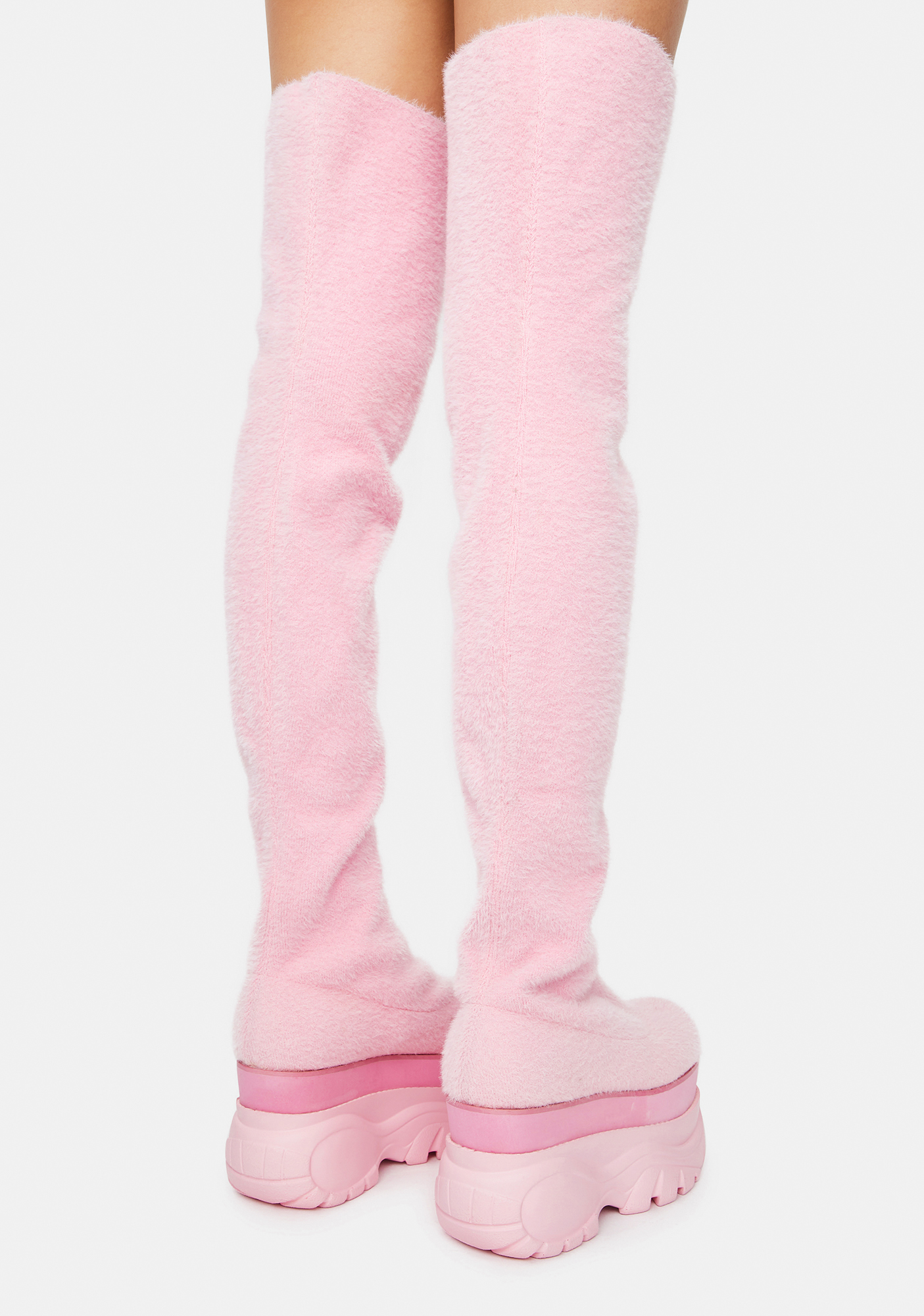 thigh high fuzzy boots