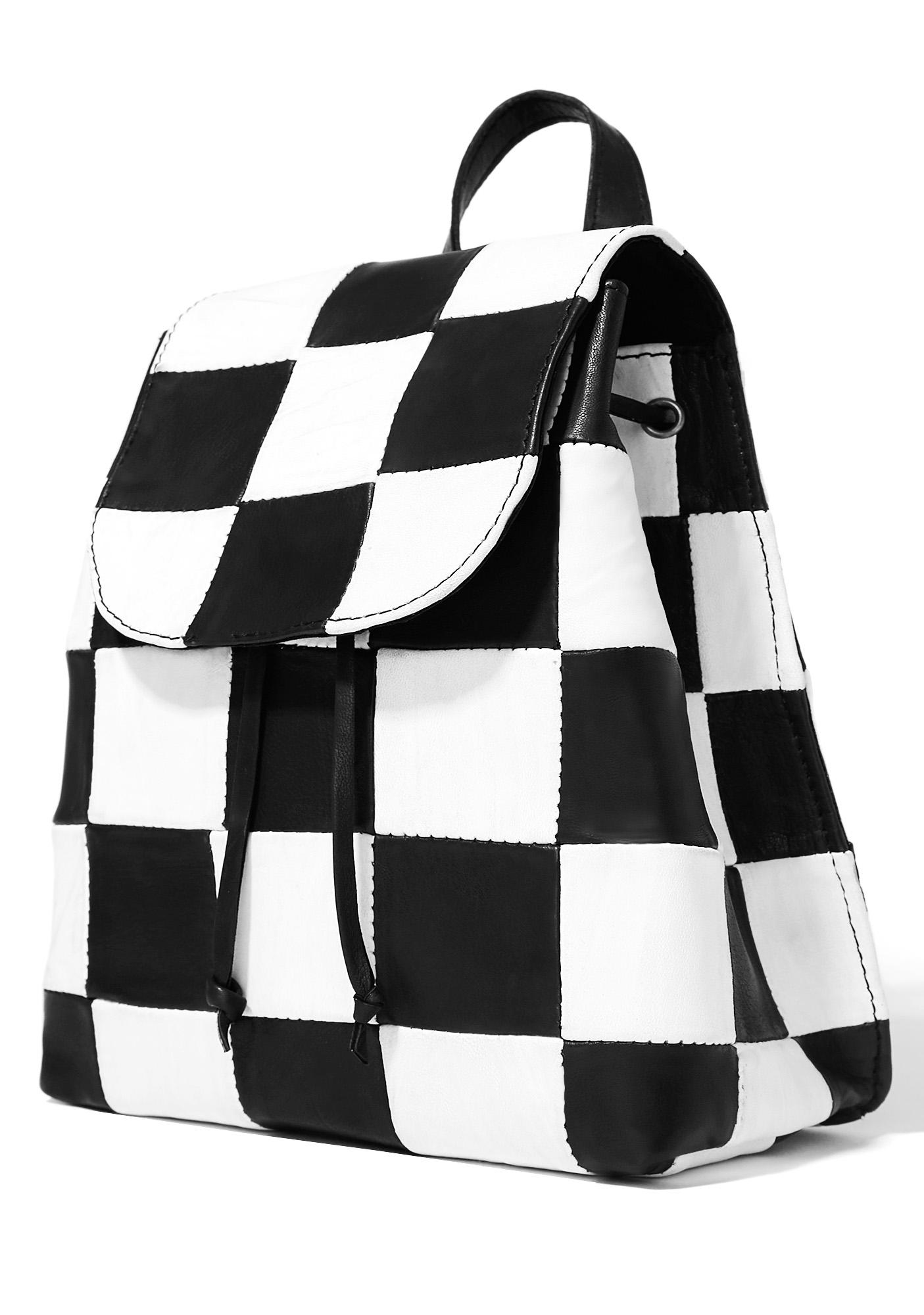 American Vintage Checkered Leather Backpack | Dolls Kill