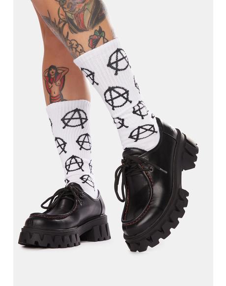 Delia's Platform Lace Up Oxfords Black | Dolls Kill