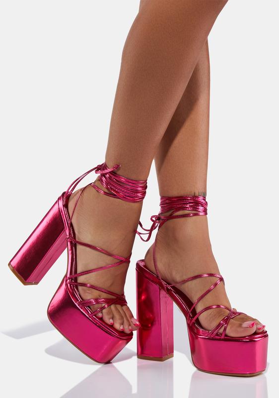 pink chunky platform heels