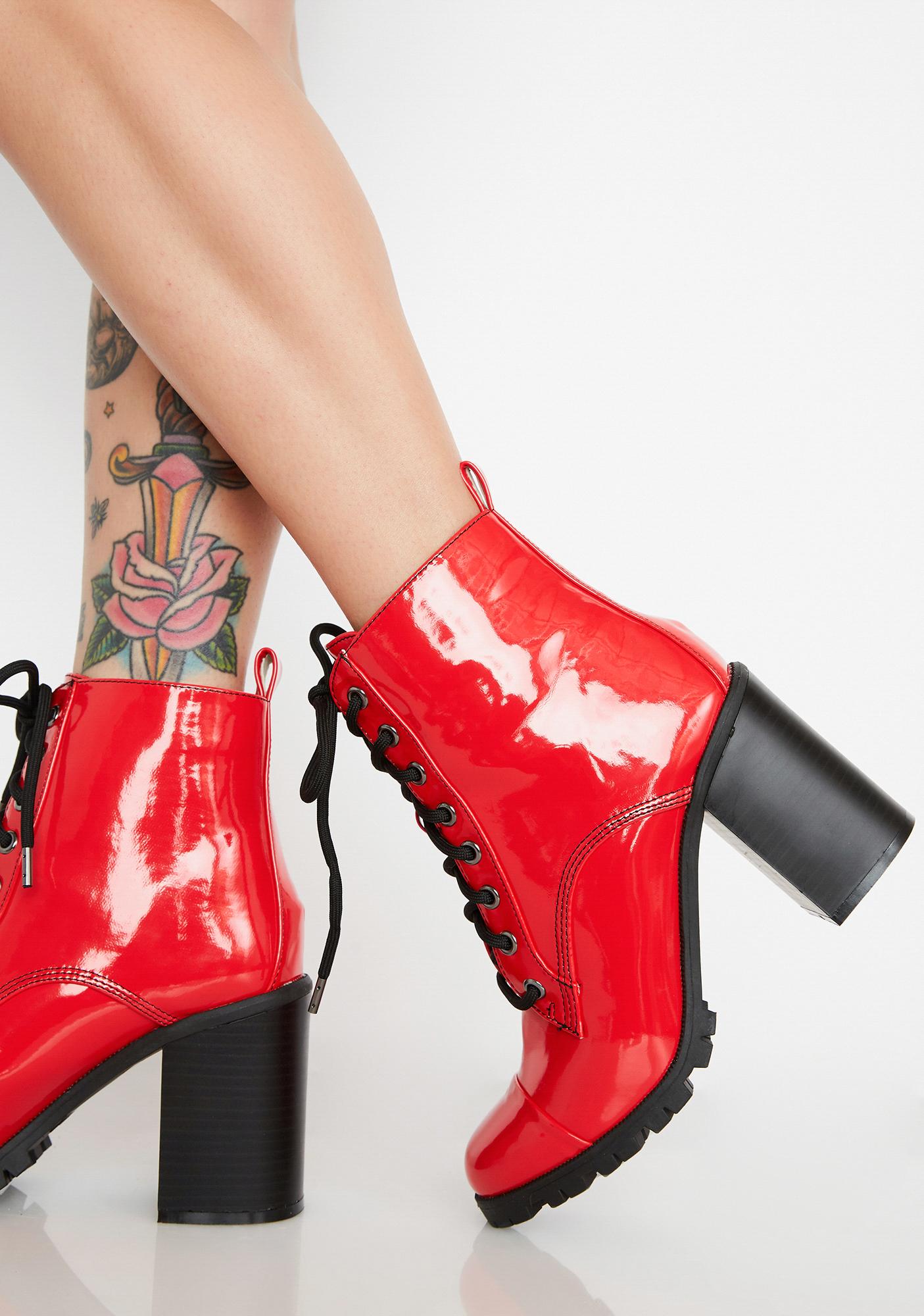 red latex booties