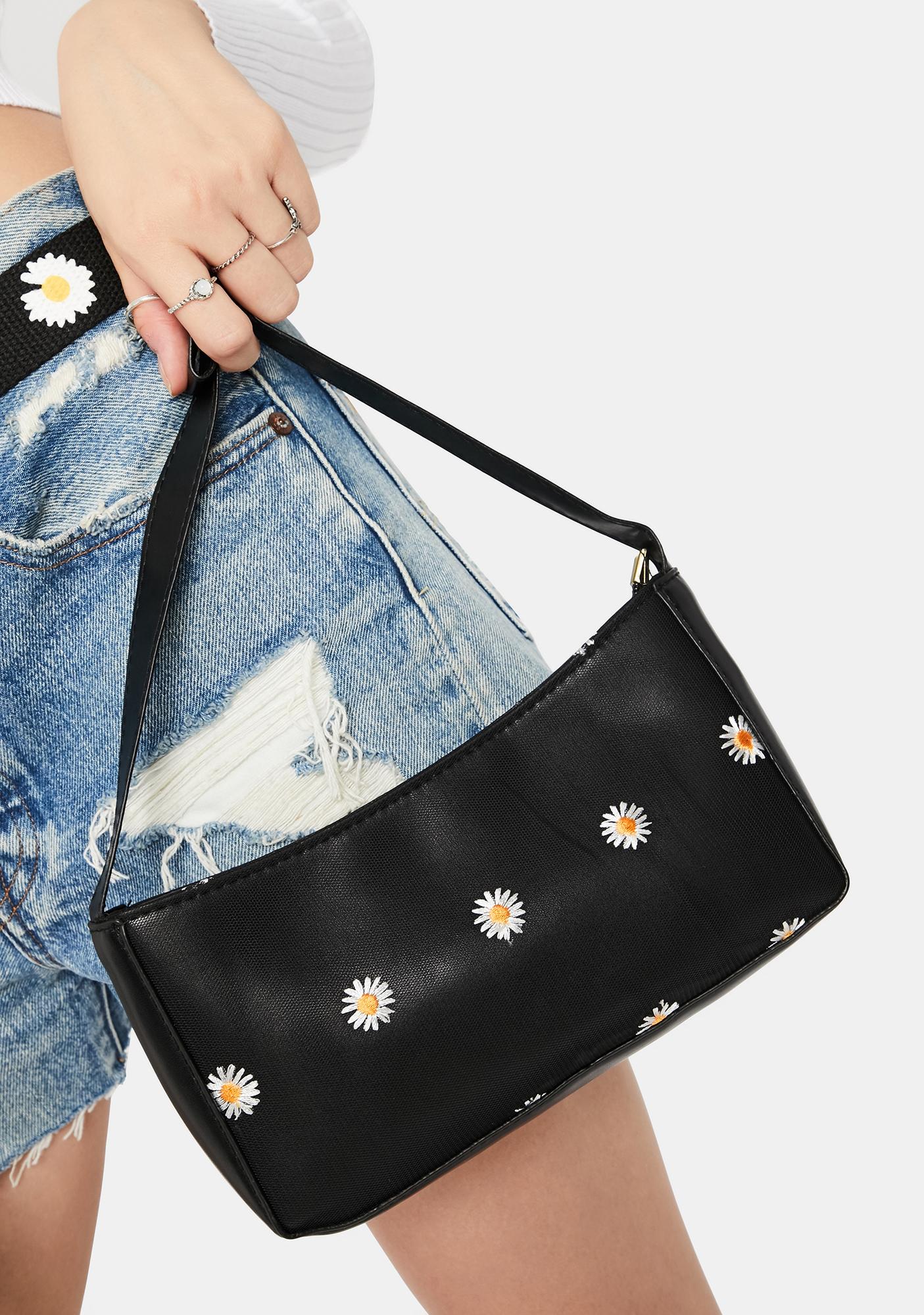 jade shoulder bag with daisy applique