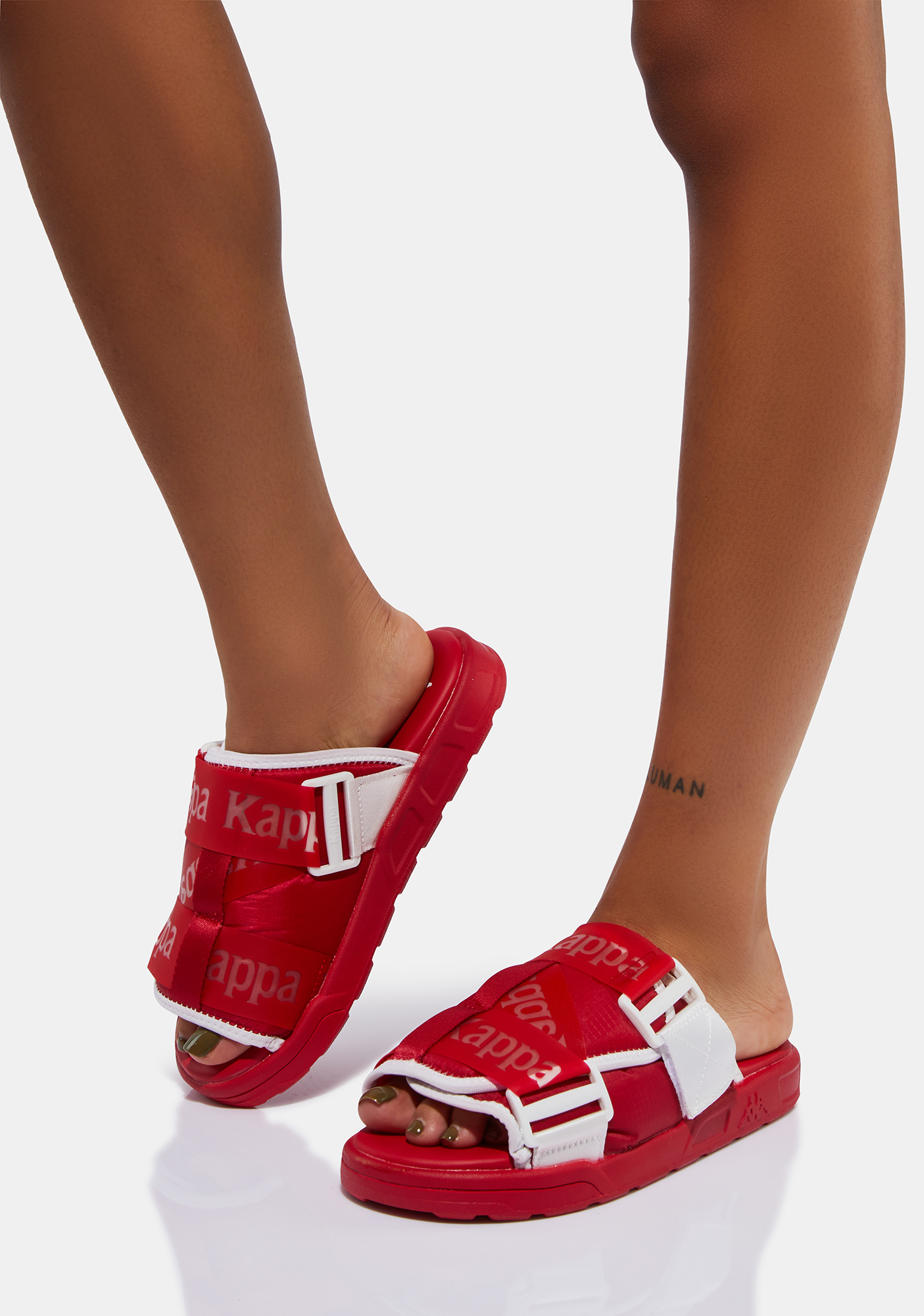 Kappa Red White Authentic Mitel 1 Slides Dolls Kill