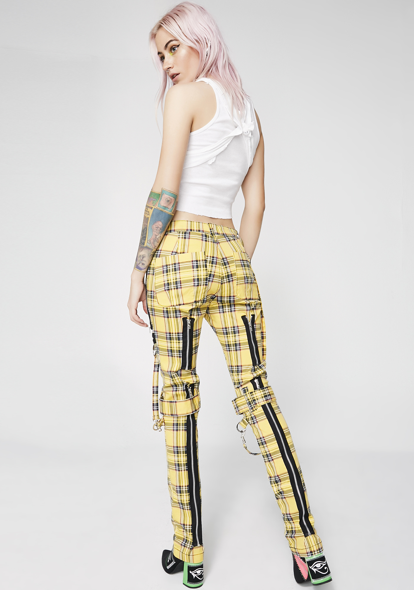 yellow plaid bondage pants