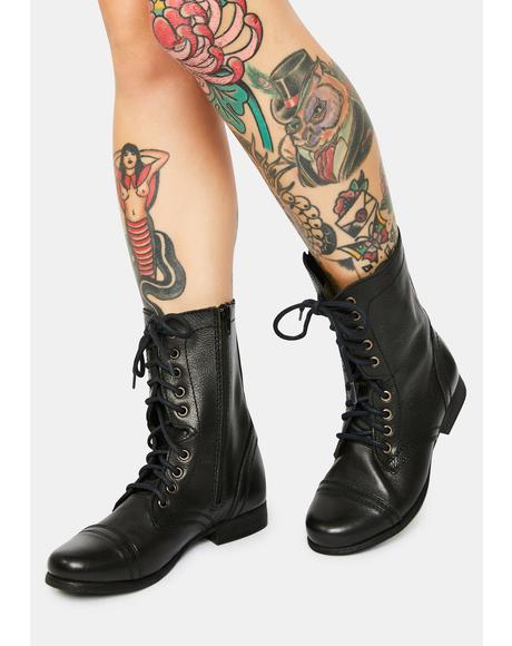 silver glitter combat boots