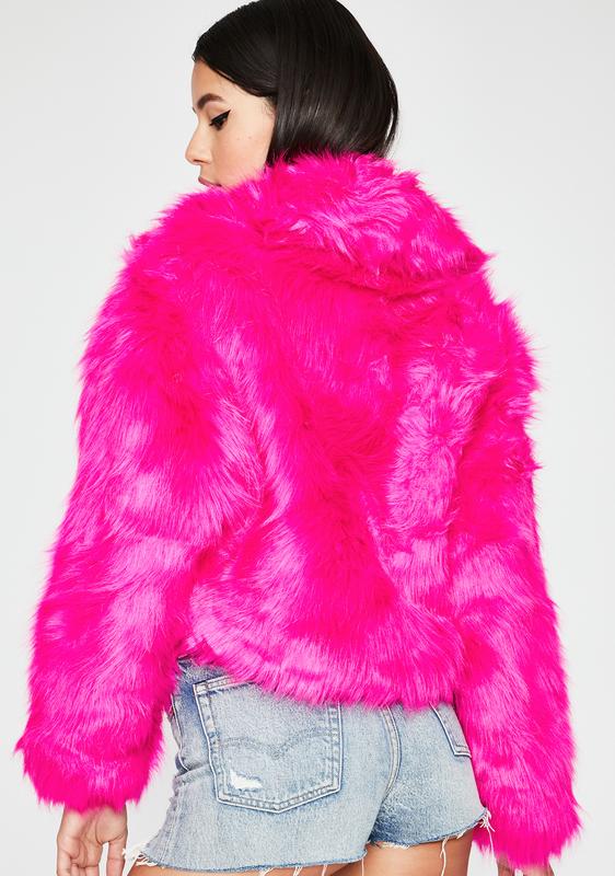 hot pink furry jacket