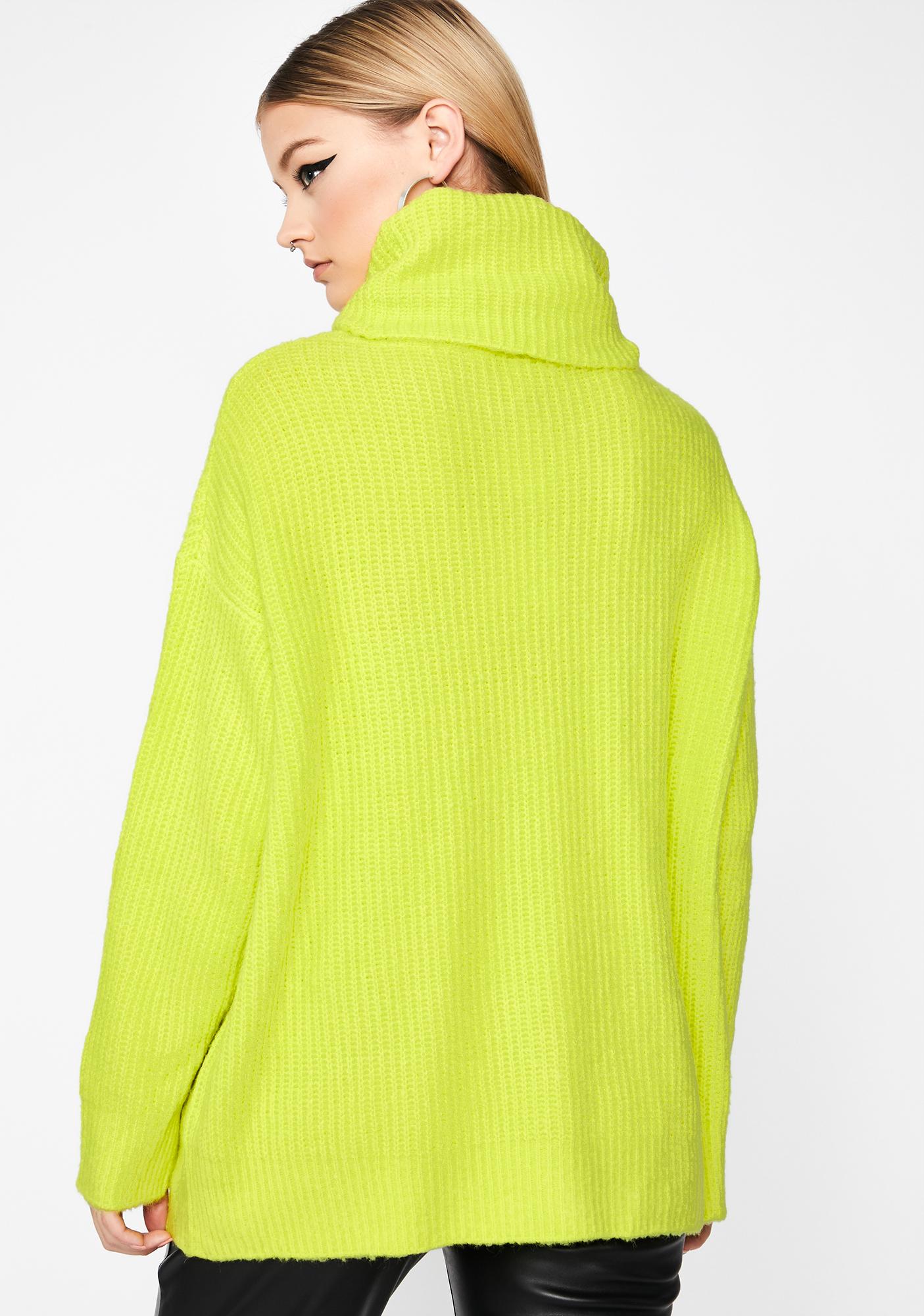 lime green mock turtleneck