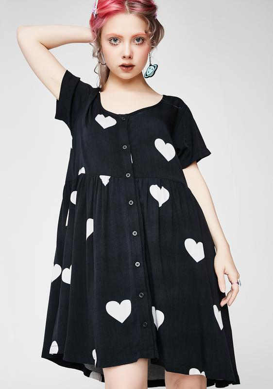 Lazy Oaf Mono Heart Spot Dress | Dolls Kill