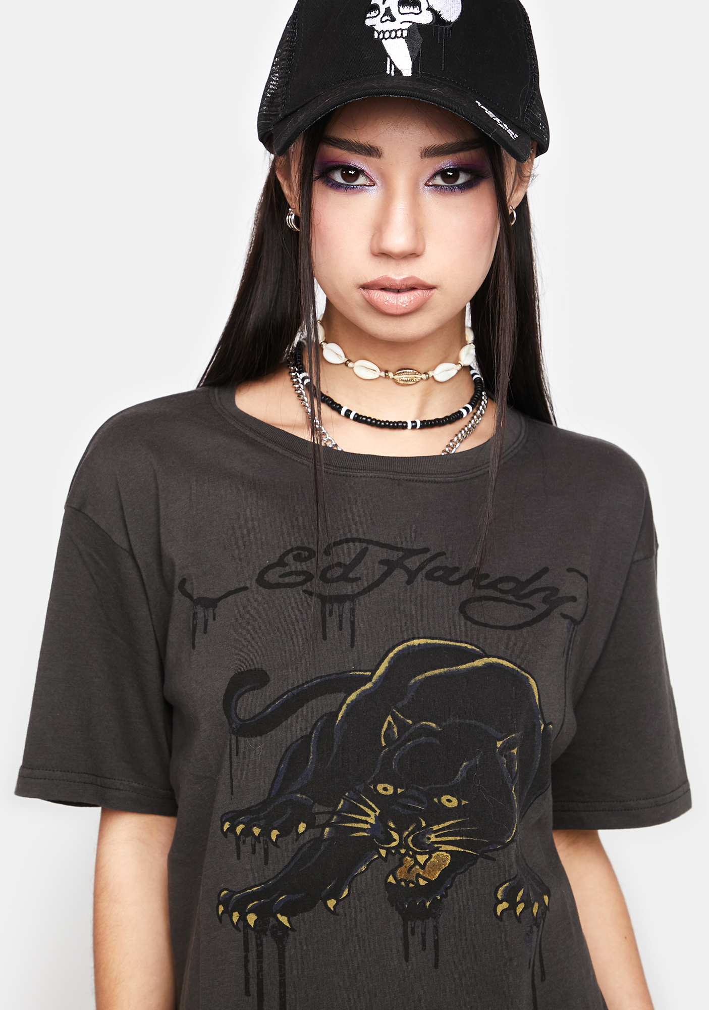 Ed Hardy Panther Graphic Tee - Gray | Dolls Kill