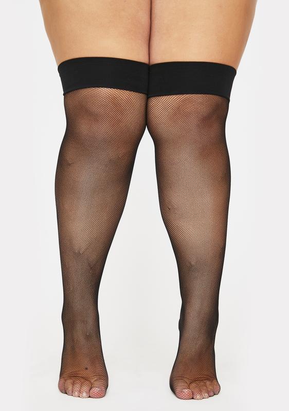 fishnet thigh high socks