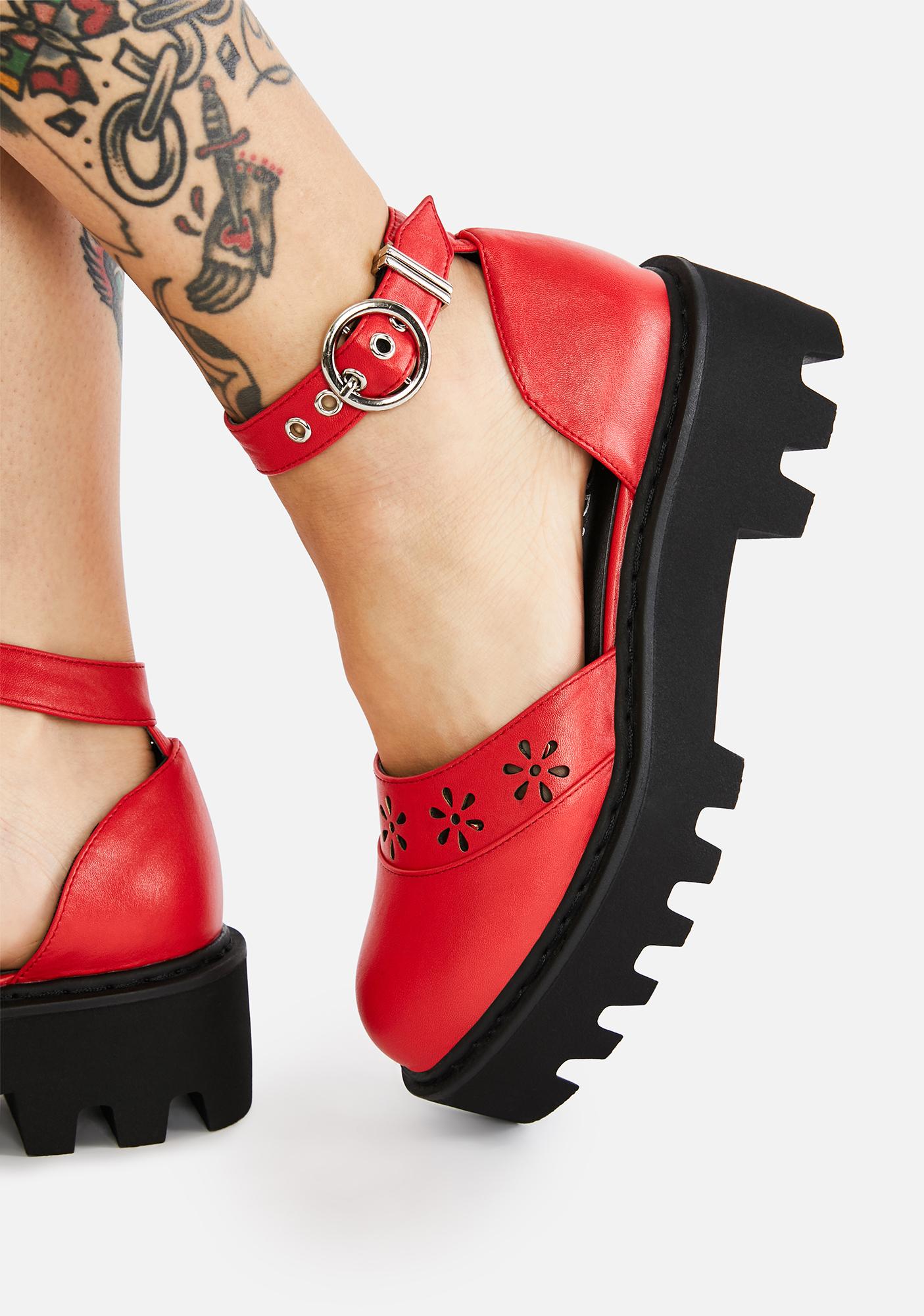 red platform mary jane shoes