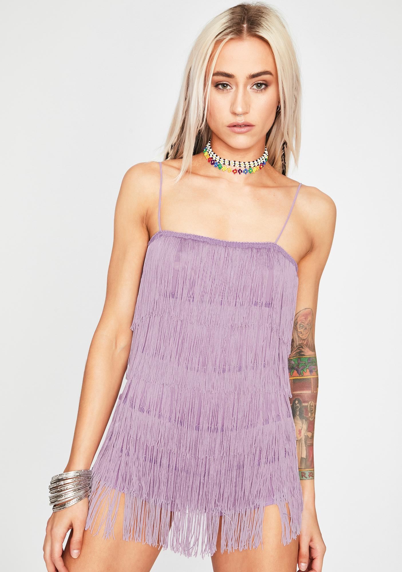 Bohemian Fringe Romper - Lilac Lavender Purple | Dolls Kill