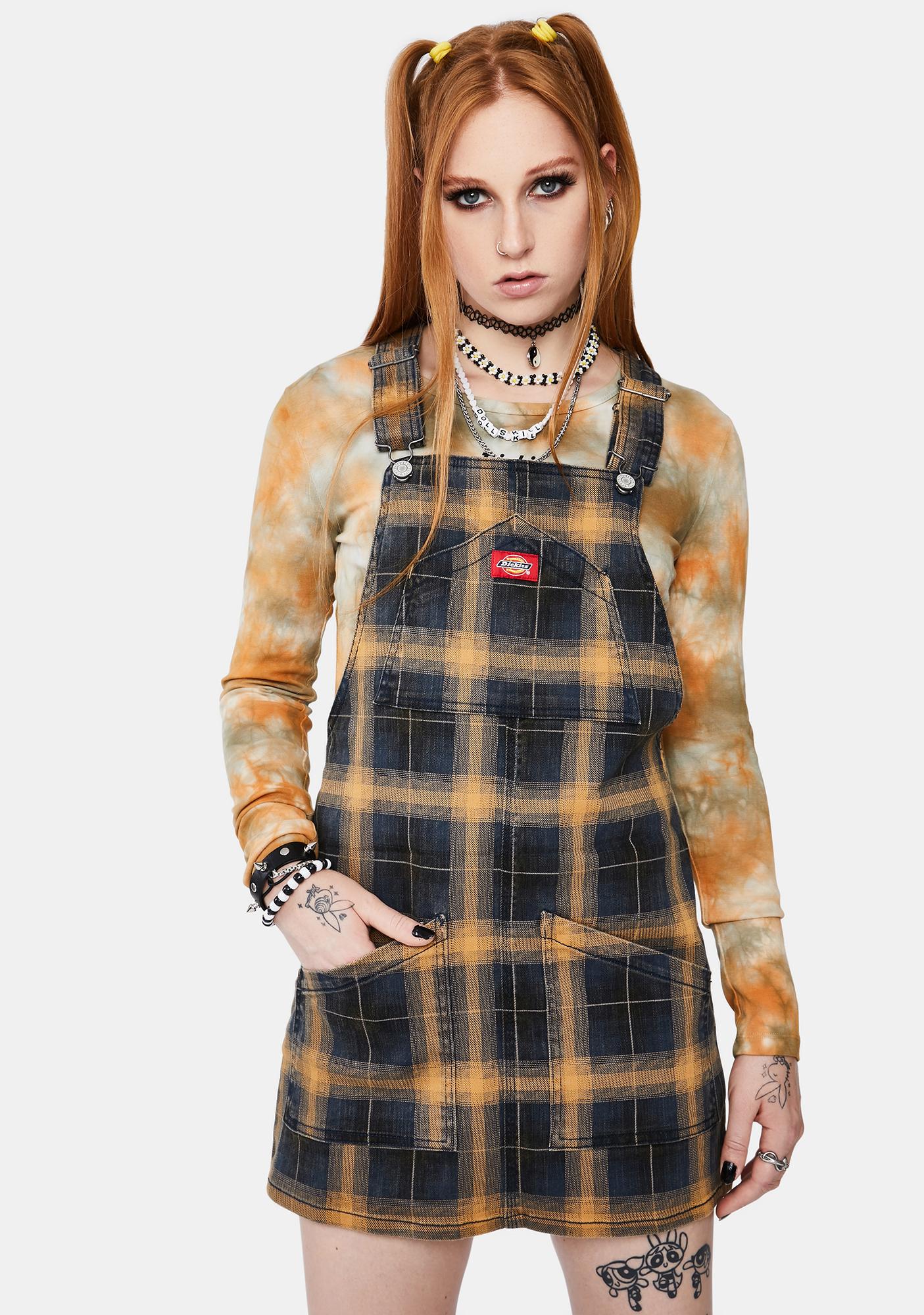 overall plaid dress