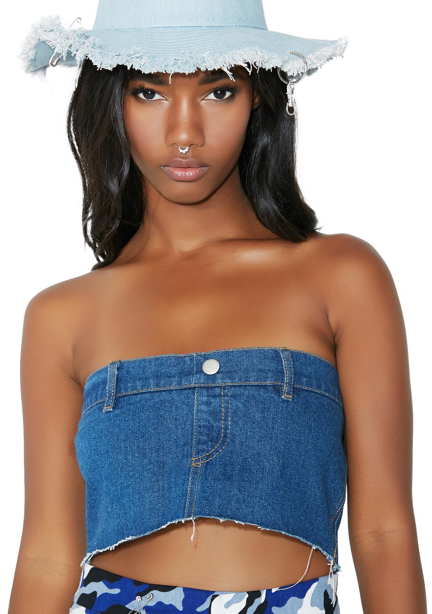 denim tube top
