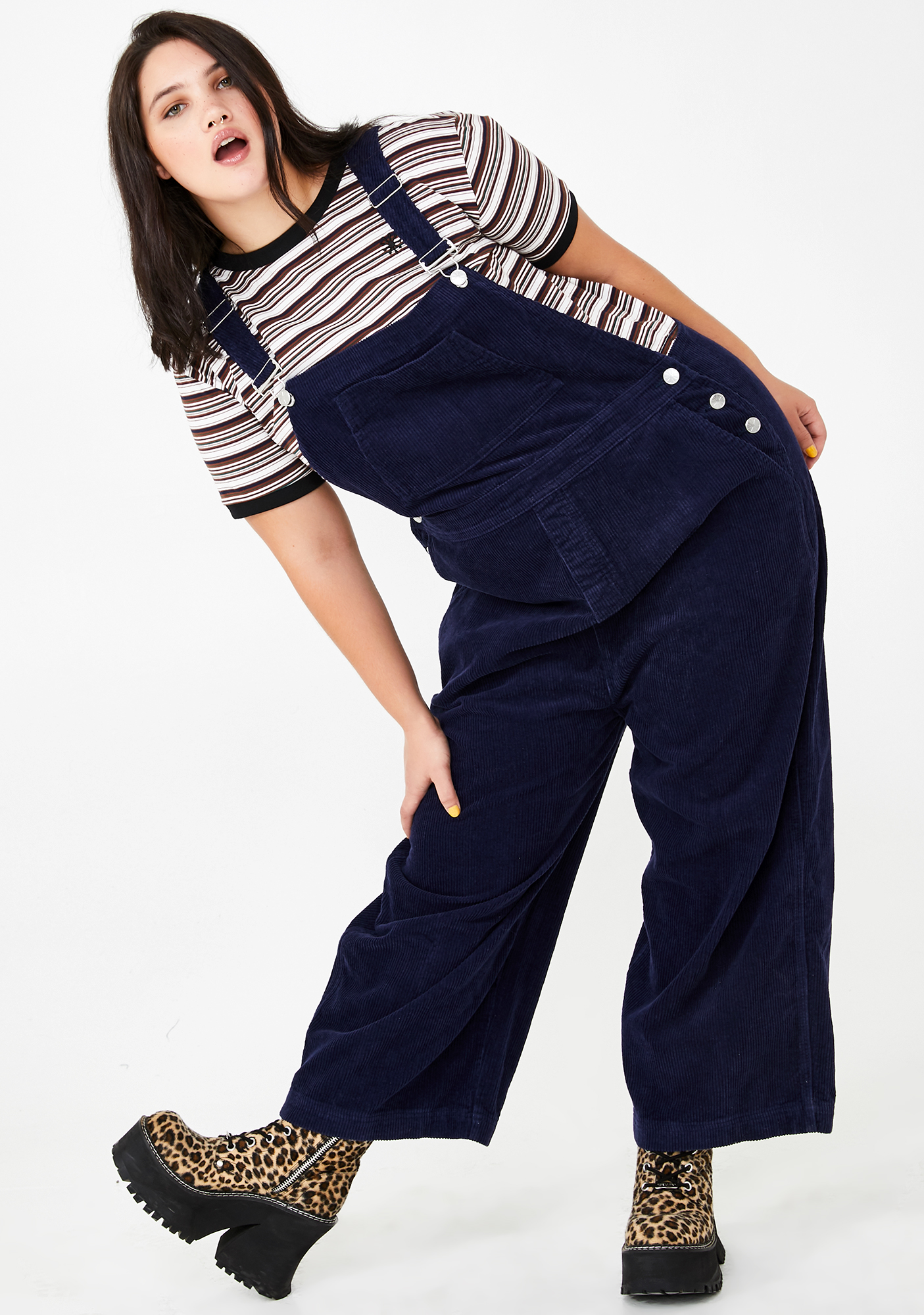 Plus Size Delias Corduroy Overalls Dark Blue Dolls Kill