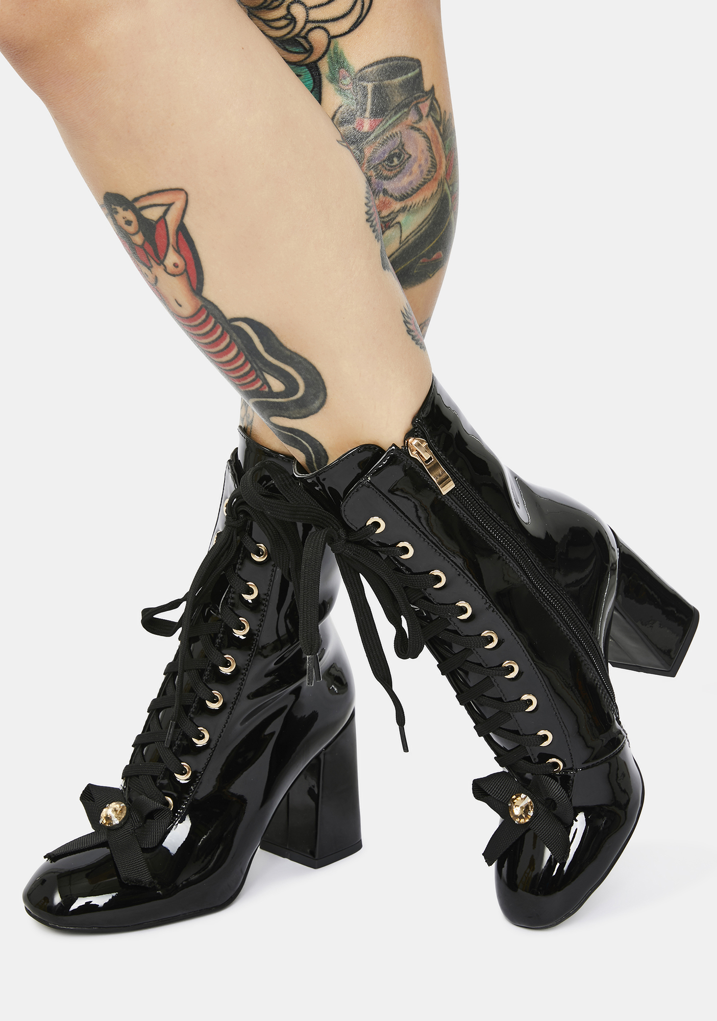 AZALEA WANG Black The One I Want Lace Up Boots | Dolls Kill