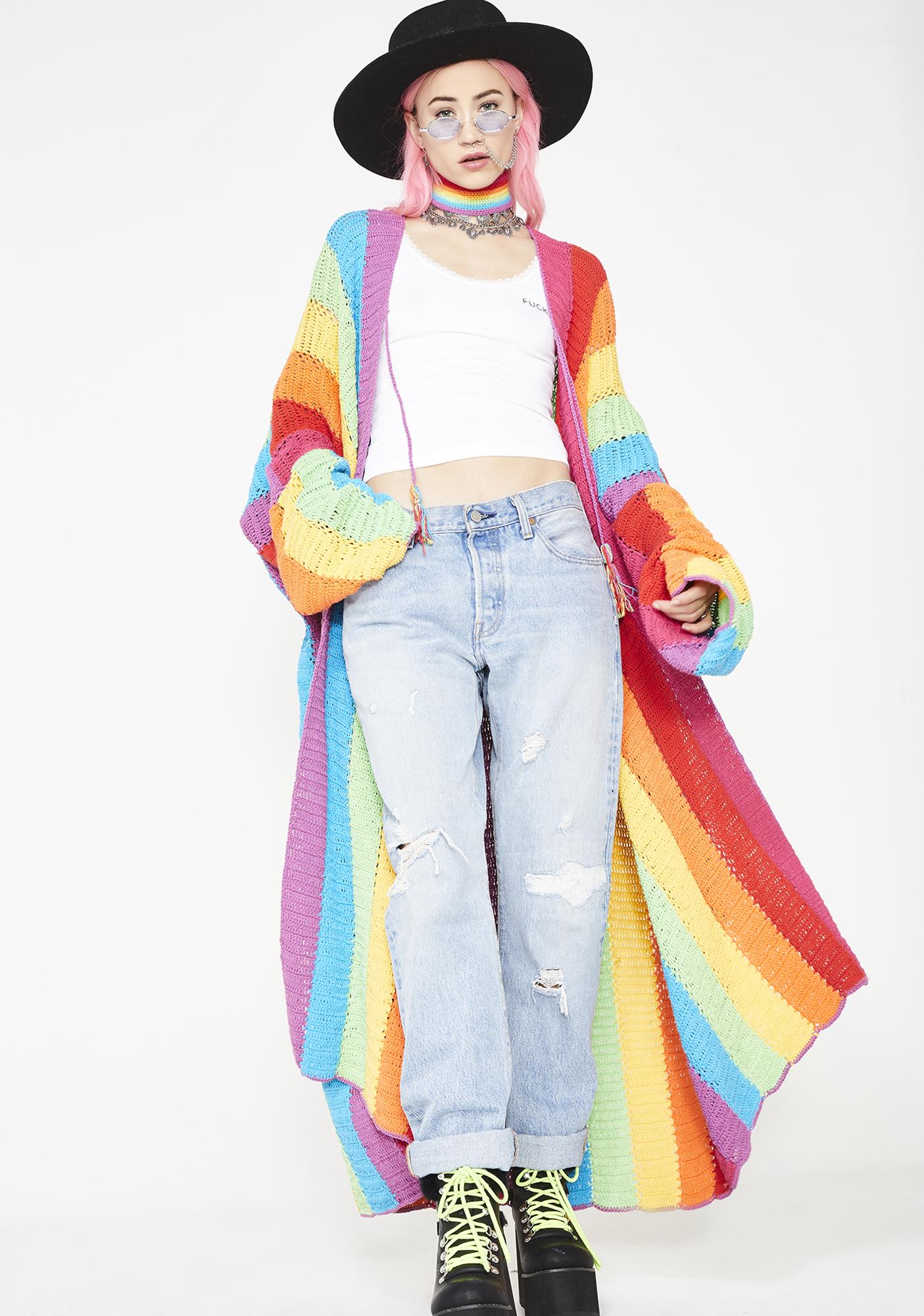 long rainbow cardigan