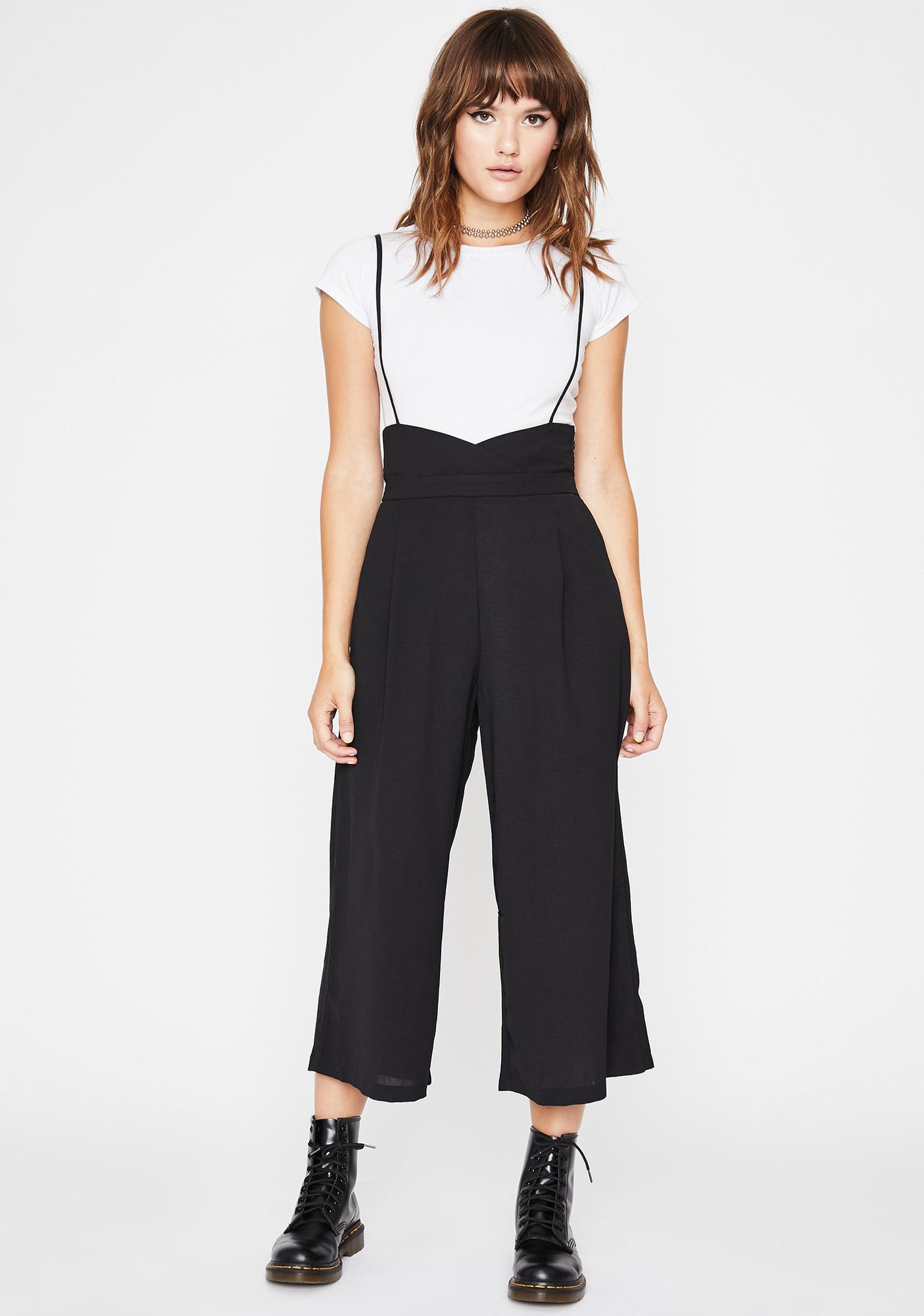 wide leg suspender jumpsuit