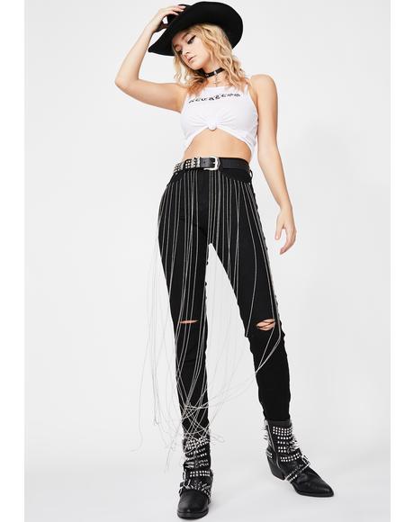 Night Fallin For Ya Rhinestone Fringe Jeans