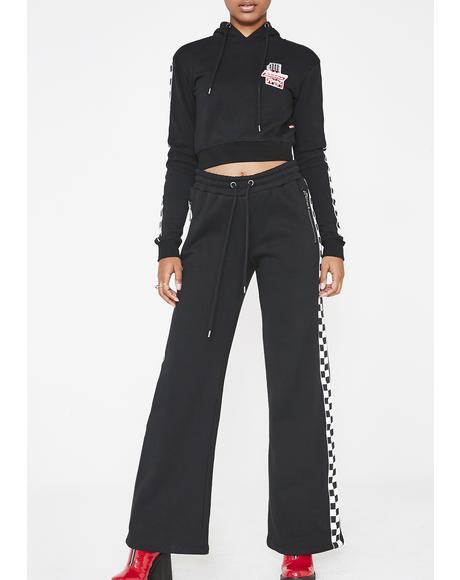 checkered side stripe trousers