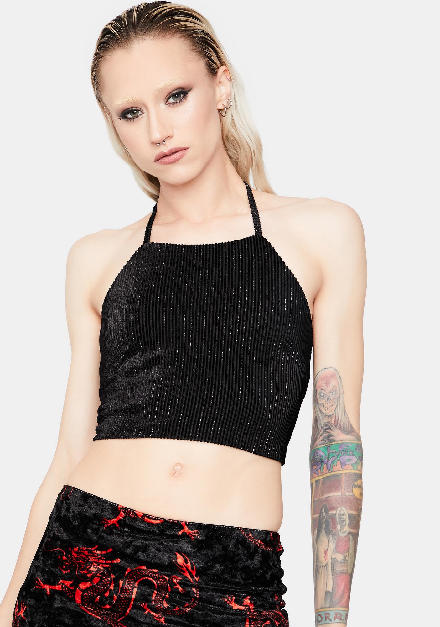 black halter crop top