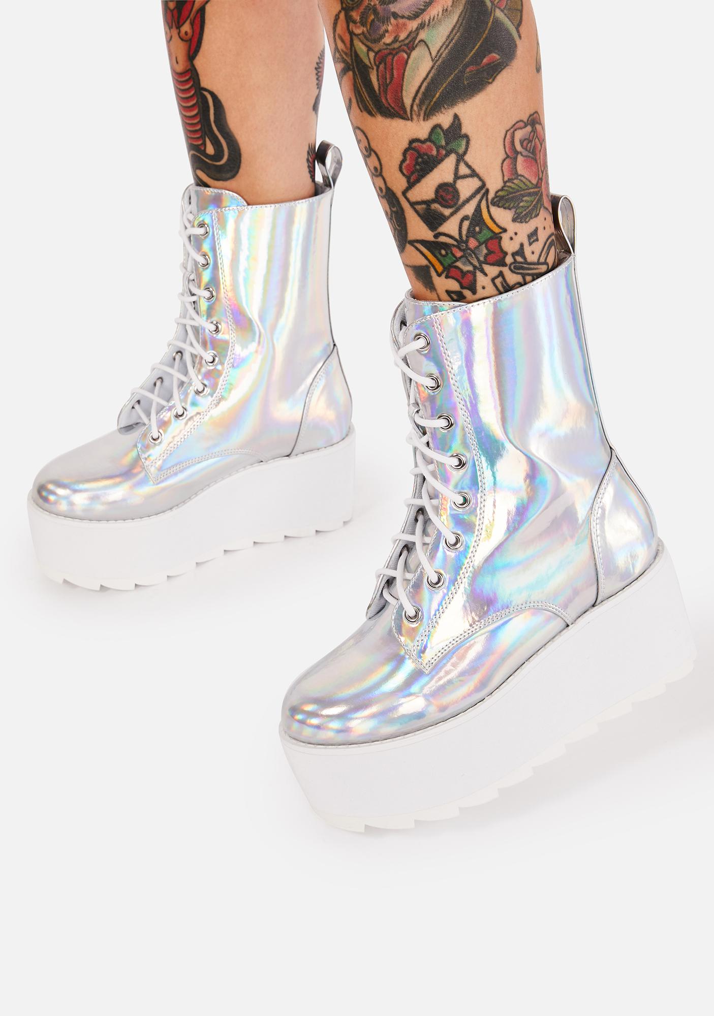 platform holographic boots