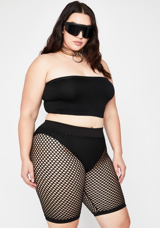 plus size fishnet shorts