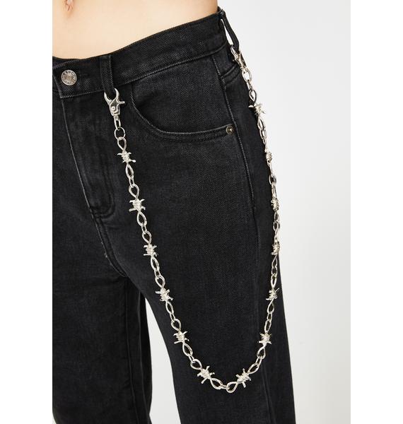 Barbed Wire Chain Pants Belt - Silver | Dolls Kill