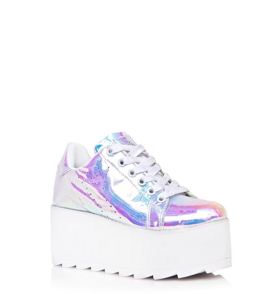 Pink Pastel Holographic Platform Sneakers | Dolls Kill