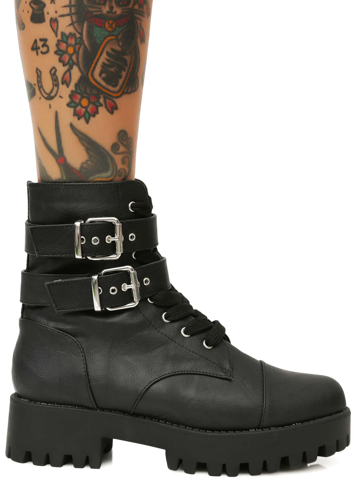 combat boots with buckles