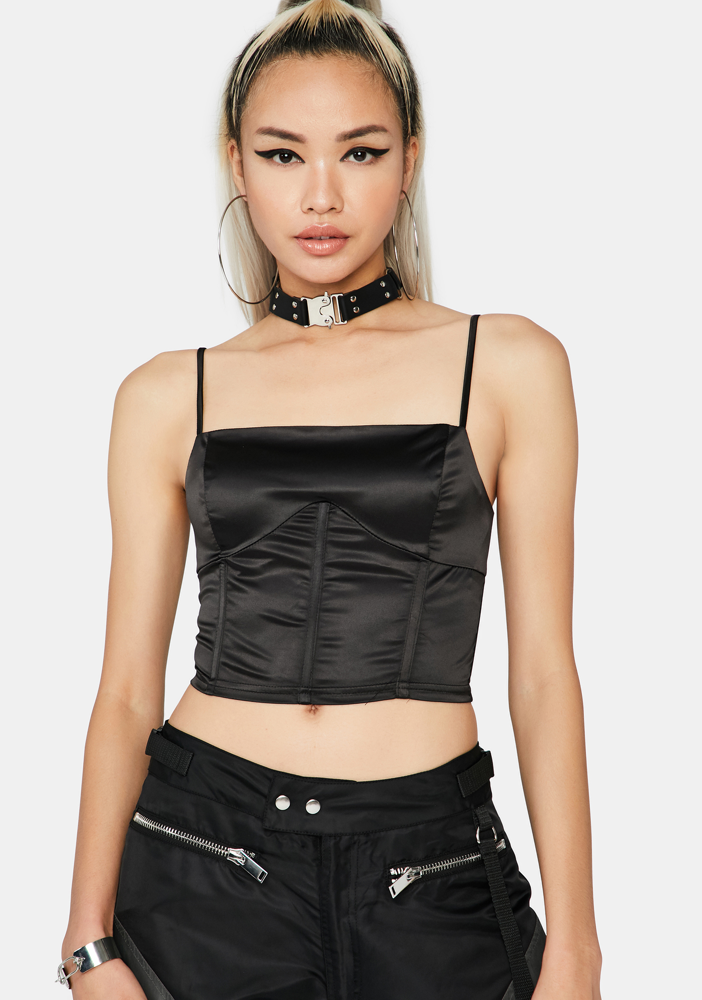Satin Corset Tank Top Black Dolls Kill