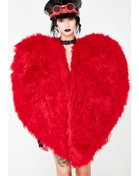 Heart On Fuzzy Jacket