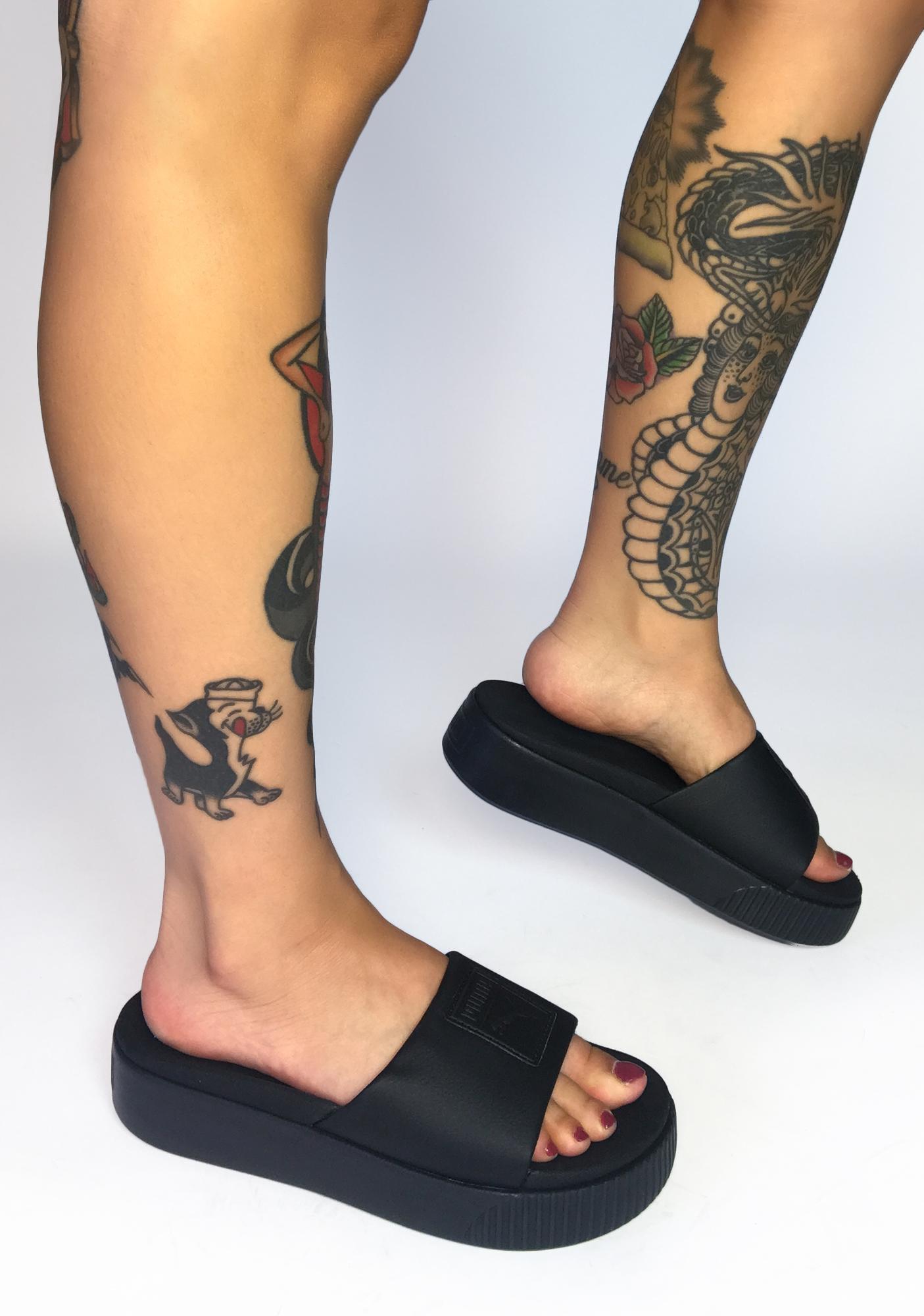 puma platform sandals black