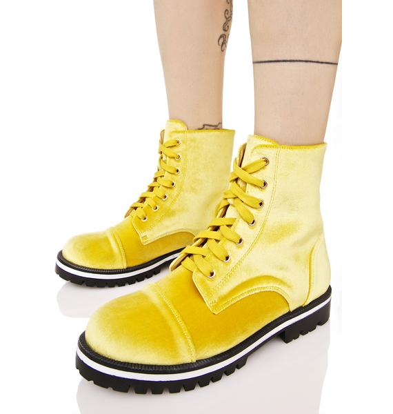 Gold Velvet Combat Boots Dolls Kill
