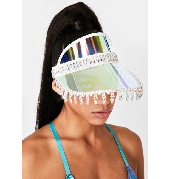 Stinnys Blue Holographic Advize Me Visor Hat Dolls Kill