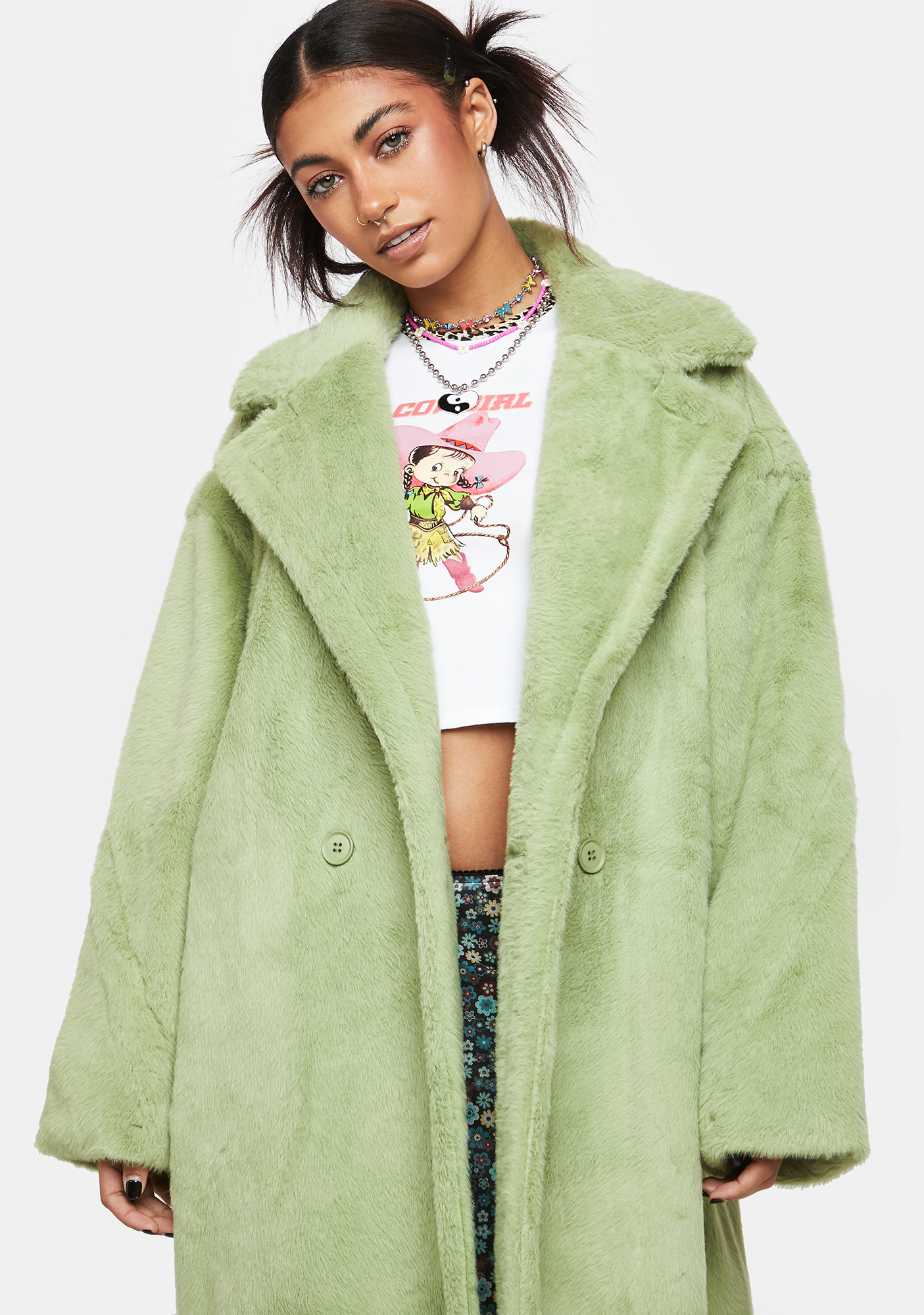 Noize Outerwear Green Estelle Vegan Fur Coat | Dolls Kill