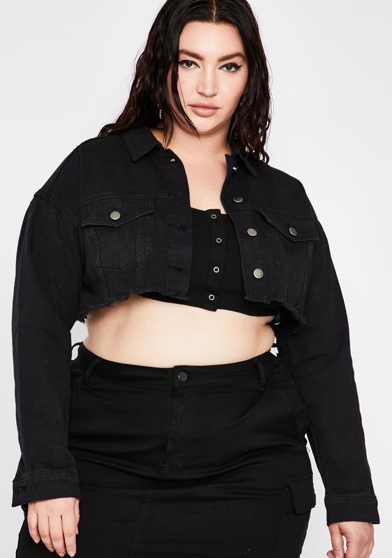 plus size cropped denim vest