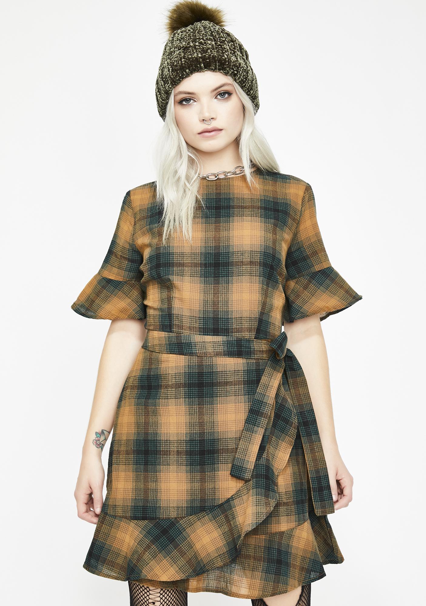 Plaid Wrap Dress  Dolls Kill