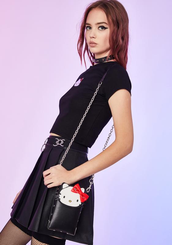 Dolls Kill x Hello Kitty Crossbody Chain Bag Black Kawaii Punk 