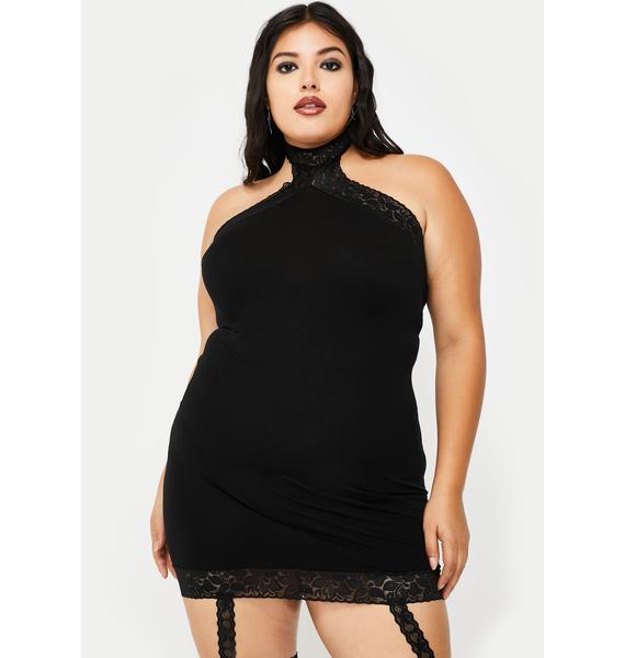 Plus Size Sheer Lace Chemise Garter Set Black Dolls Kill