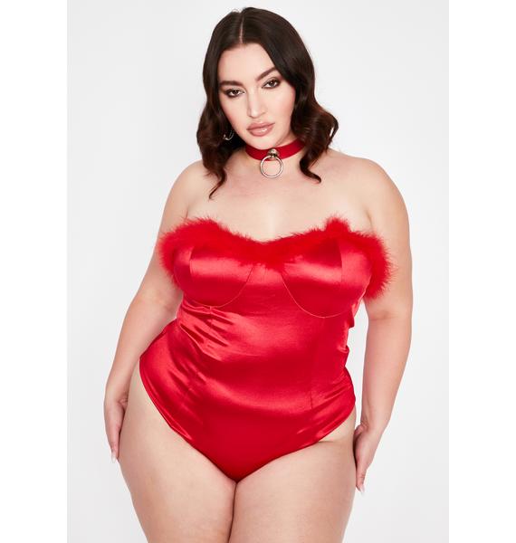 red strapless bodysuit