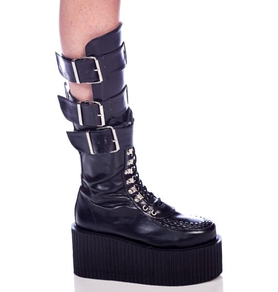 Demonia 3Buckle Calf Creeper Boots Dolls Kill