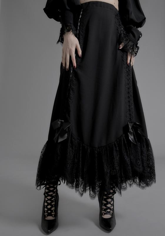 black victorian lace skirt