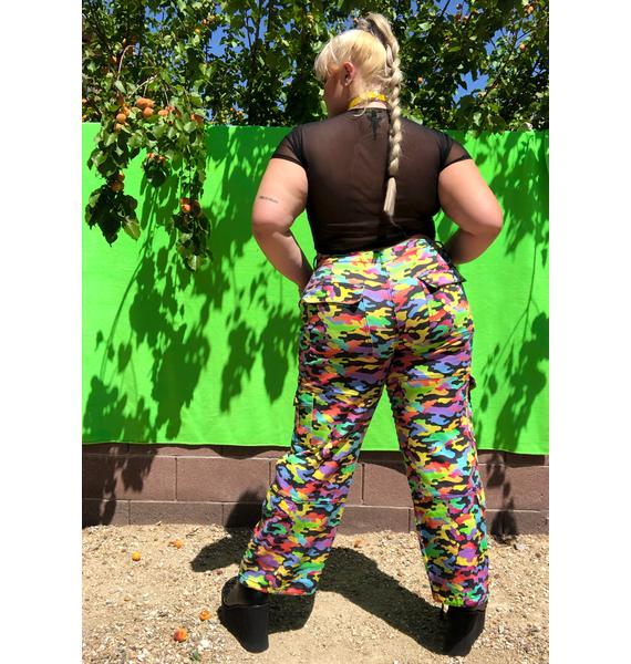 Plus Size Club Exx Rainbow Camo Cargo Pants Dolls Kill