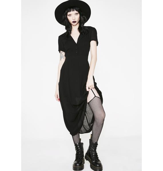 Black Collared Midi Shirt Dress | Dolls Kill