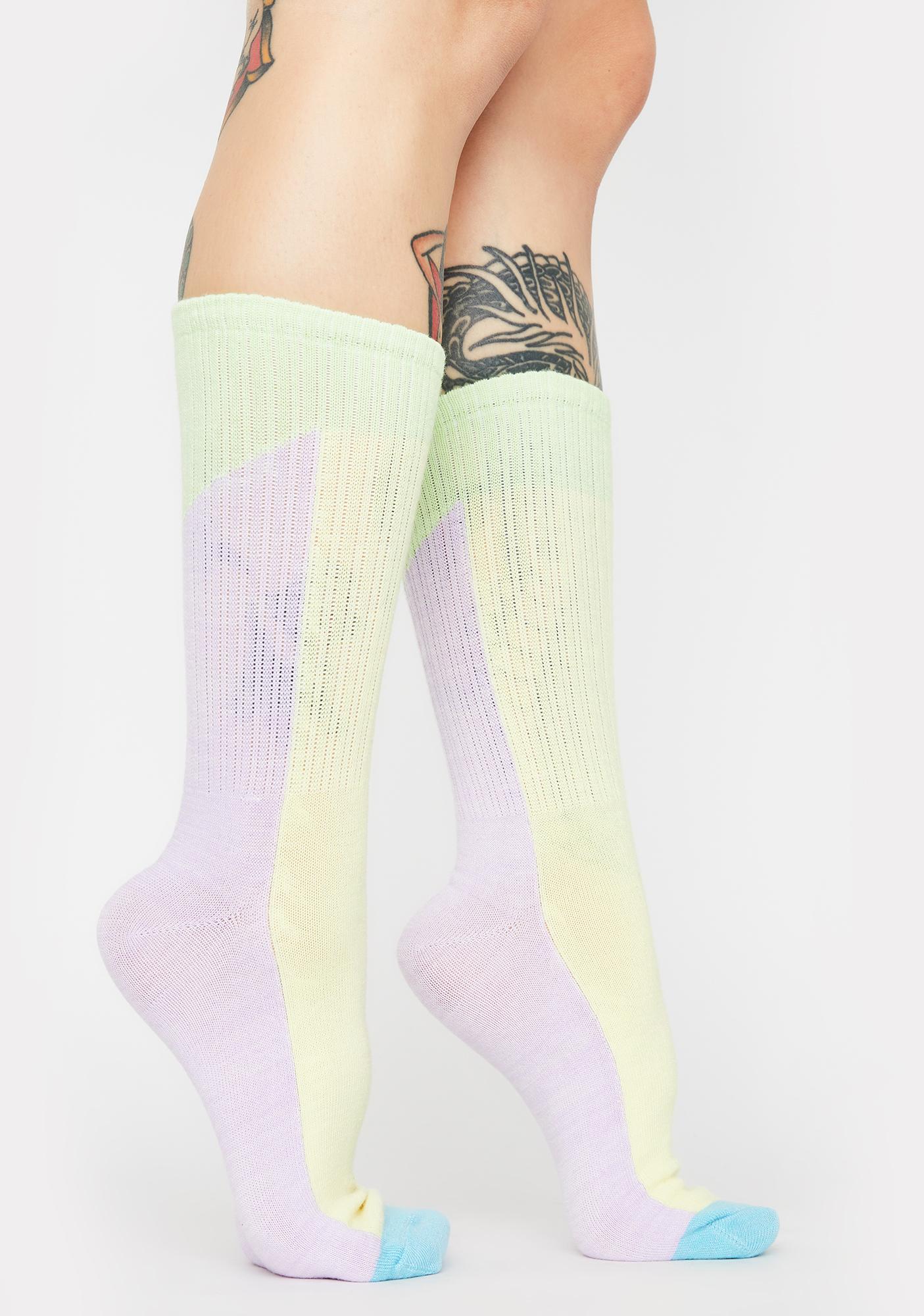 MeMoi Pastel Patch Crew Socks Dolls Kill