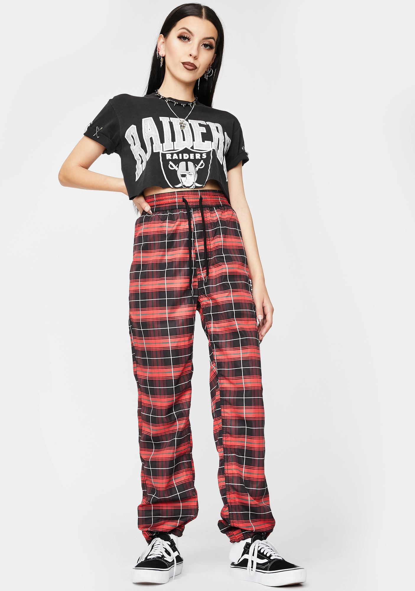 tommy jeans plaid track pants