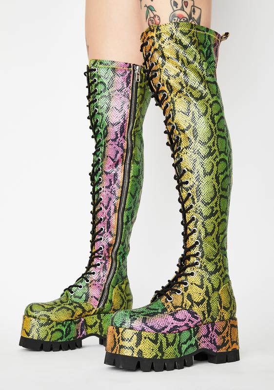 thigh high boots rainbow